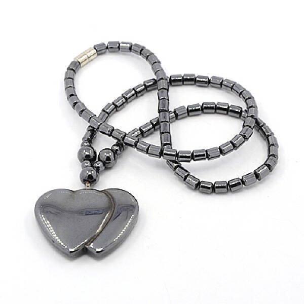 Heart to Heart Magnetic Synthetic Hematite Beaded Necklaces