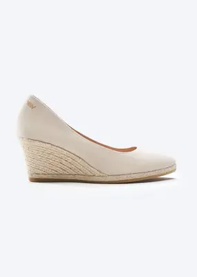 Roses Canvas U Cut Espadrille Wedges | Color: Beige | Size: 9