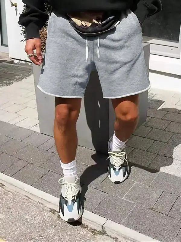 Men's Solid Color Track Shorts, Regular Fit Casual Comfy Breathable Shorts for Summer, Men's Bottoms for Daily Wear