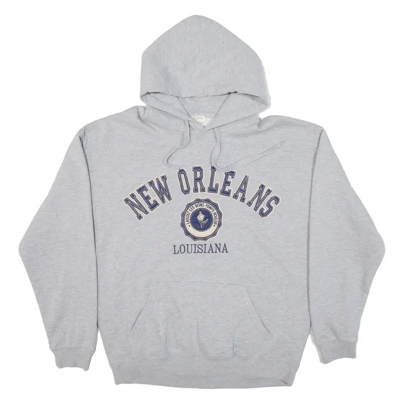 CLASSIC COLORS New Orleans Louisiana Mens Grey Hoodie USA L