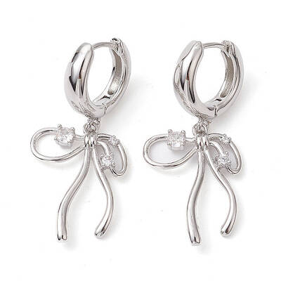 Bowknot Brass Dangle Hoop Earrings