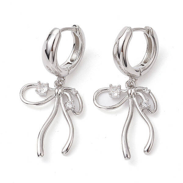 Bowknot Brass Dangle Hoop Earrings