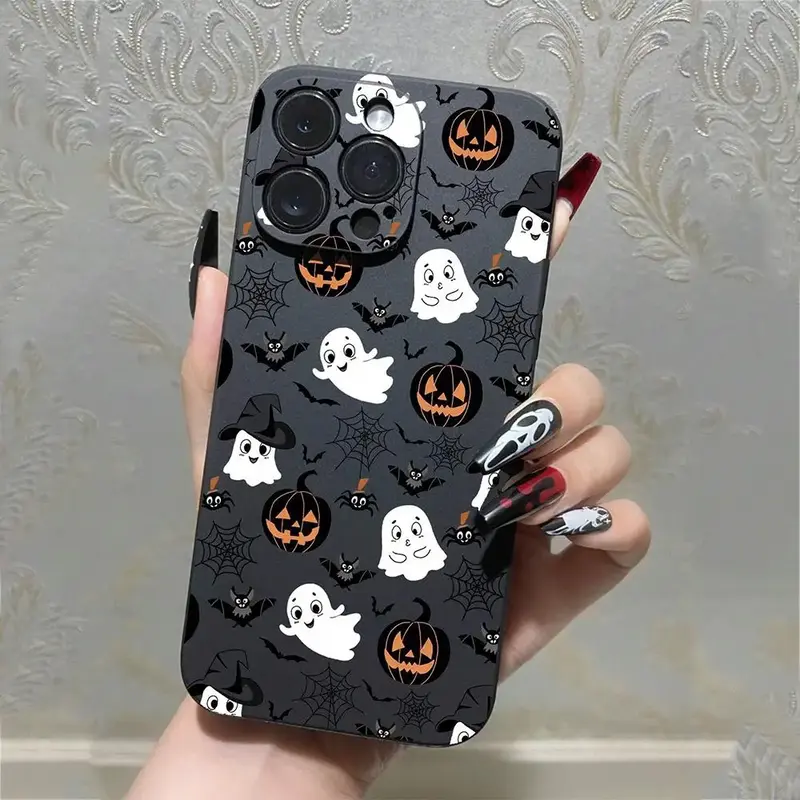 Phone Case, Cute Halloween Ghost Pattern Phone Case, Decorative Phone Protector Cover Compatible with iPhone 11 12 13 14 15 P...