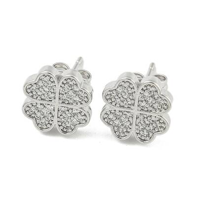 Brass Micro Pave Cubic Zirconia Ear Studs