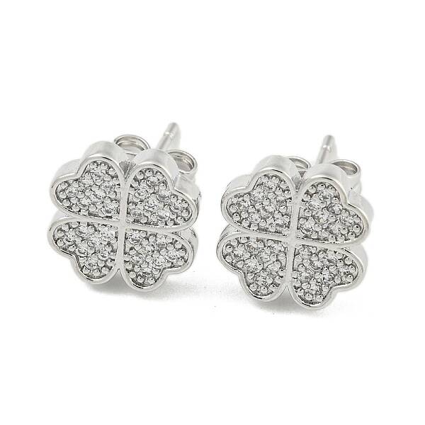 Brass Micro Pave Cubic Zirconia Ear Studs