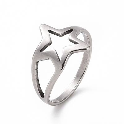 Non-Tarnish 201 Stainless Steel Star Finger Ring