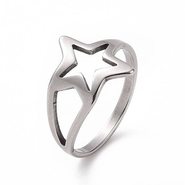Non-Tarnish 201 Stainless Steel Star Finger Ring
