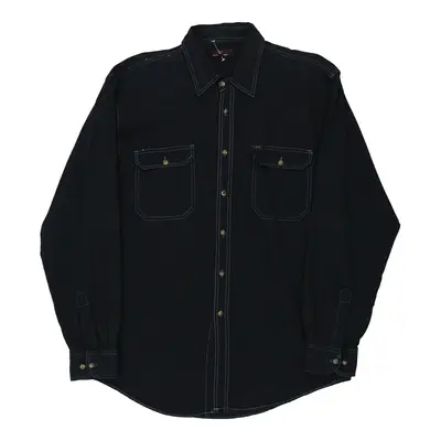 Hankering Contrast Stitch Shirt - XL Navy Cotton