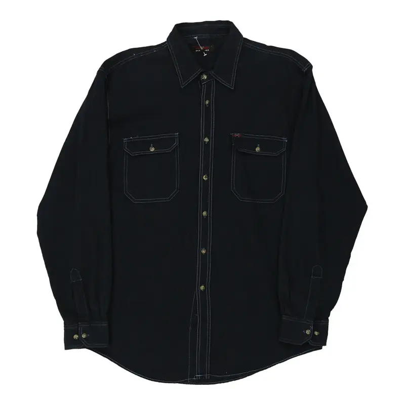 Hankering Contrast Stitch Shirt - XL Navy Cotton