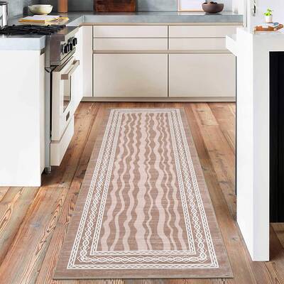 Garvee Hallway Runner Rug 2x6 - Non-Slip, Waterproof - Faux Wool, Low Pile, Stain Resistant - Red, Geometric - Entryway, Kitc...