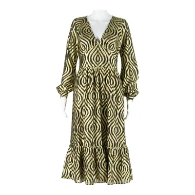 MICHAEL KORS Womens Day Dress Gold Geometric Long Sleeve Knee Length XS