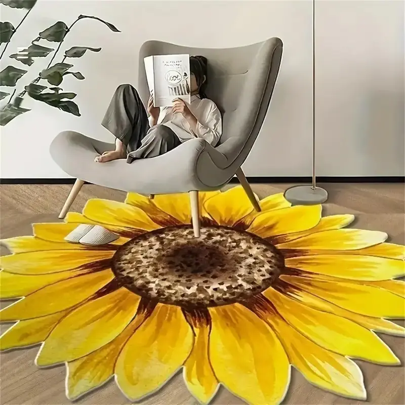 Sunflower Pattern Floor Mat, 1 Count Non-slip Soft Floor Carpet, Decorative Area Rug for Home Living Room Bedroom Kitchen Stu...
