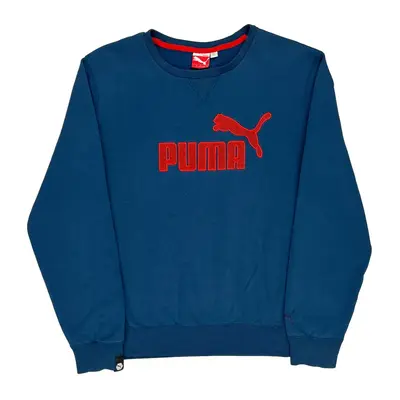 Puma Spellout Sweatshirt - Large Blue Cotton Blend