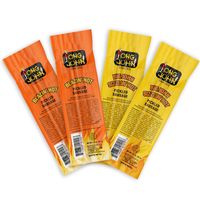 Long John Snacks Pickled Sausage 4 Pack - Sizzlin' Hot & Blazin' Hot - Individually Wrapped Smoked Meat Sausages Dried Dry Na...