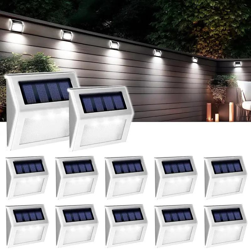 Solar Waterproof LED Outdoor Garden Fence Light Kit, Deck Light, LED Stair Light, Stainless Steel Outdoor Light for Steps Fen...