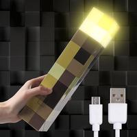 Upgraded Light-up Wall Torch - Pixel Brownstone Torch Lamp - USB Pluggable Night Lamp - Hand Held or Wall Mount Lighting Torc...