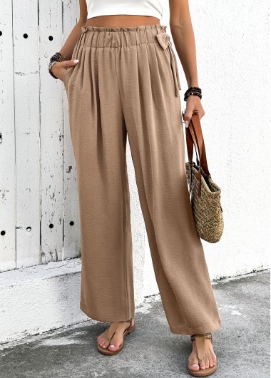 Modlily Light Camel Soft Wide Leg Elastic Waist Pants - M