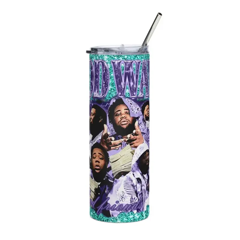 Rod Wave purple/teal glitter Tumbler