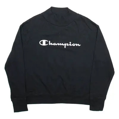 CHAMPION Womens Sweatshirt Black High Neck M