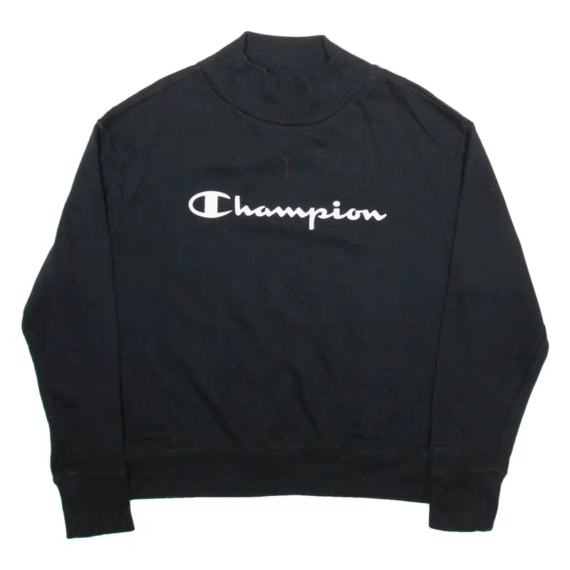 CHAMPION Womens Sweatshirt Black High Neck M