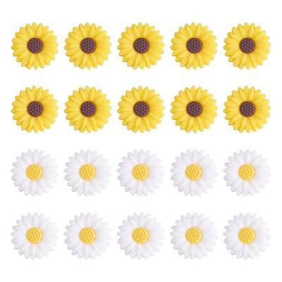 20Pcs 2 Styles Daisy Flower Silicone Focal Beads