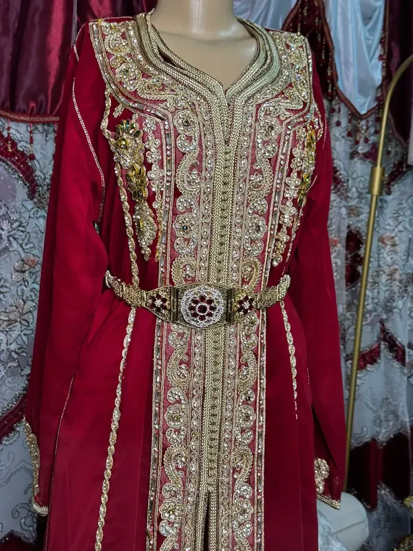 Farida Burgundy kaftan Moroccan Kaftan one size fits all one piece