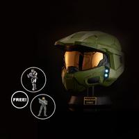Halo Master Chief Deluxe Helmet: Featuring LED Lights, Special Sound Effects, a Battle Damage Design and a Display Stand; One...