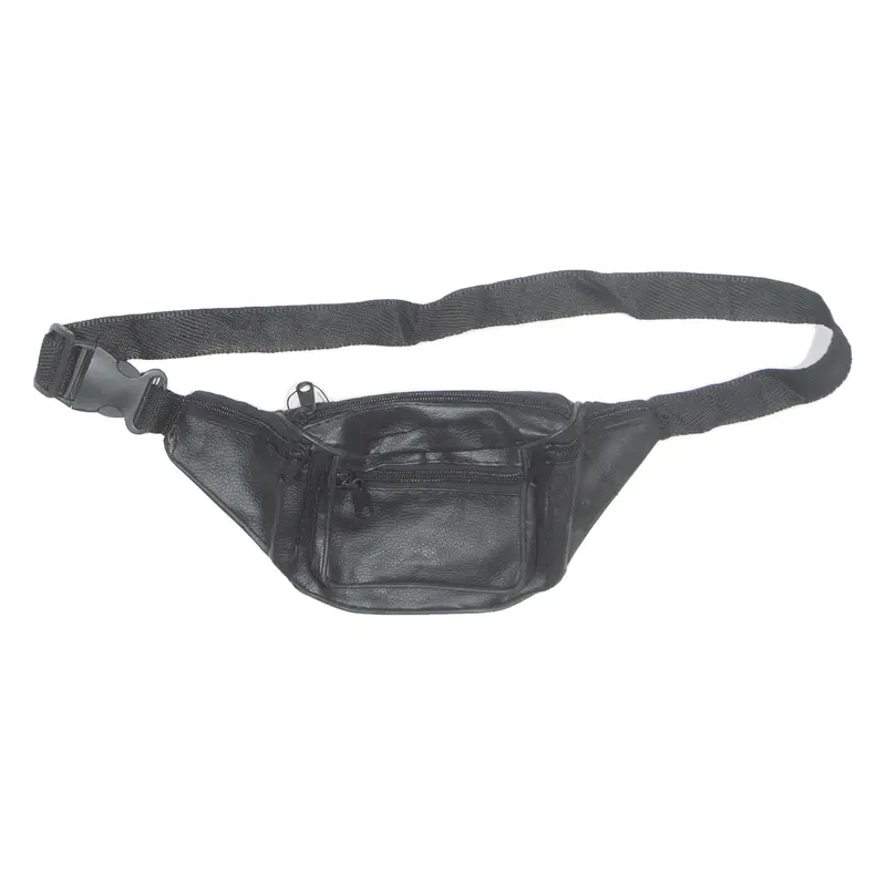 Womens Bum Bag Black Leather Faux Leather