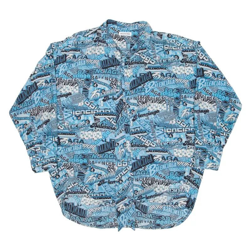 BALENCIAGA Womens Shirt Blue Long Sleeve S