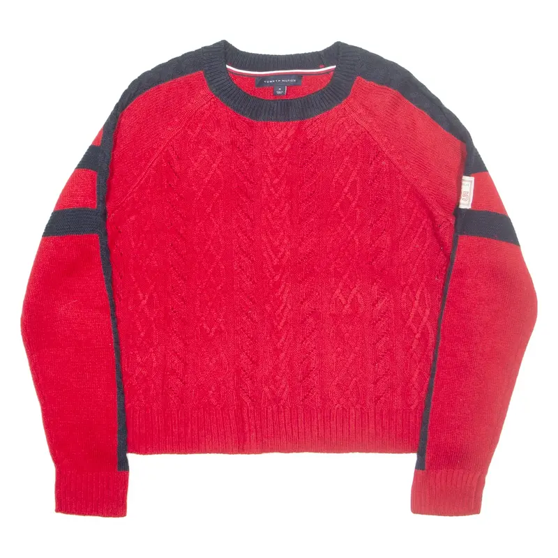 TOMMY HILFIGER Womens Jumper Red Tight Knit M