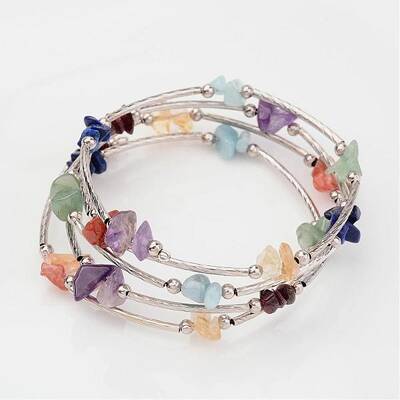 Four Loops Natural Gemstone Beaded Wrap Bracelets