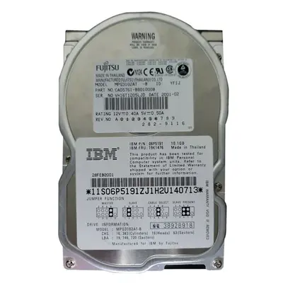 06P5191 IBM 10.1GB 5400RPM IDE Ultra ATA/100 (ATA-6) 512KB Cache 3.5-Inch Hard Drive