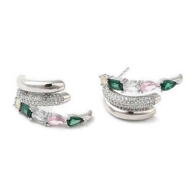 Emerald Rhinestone Claw Stud Earrings