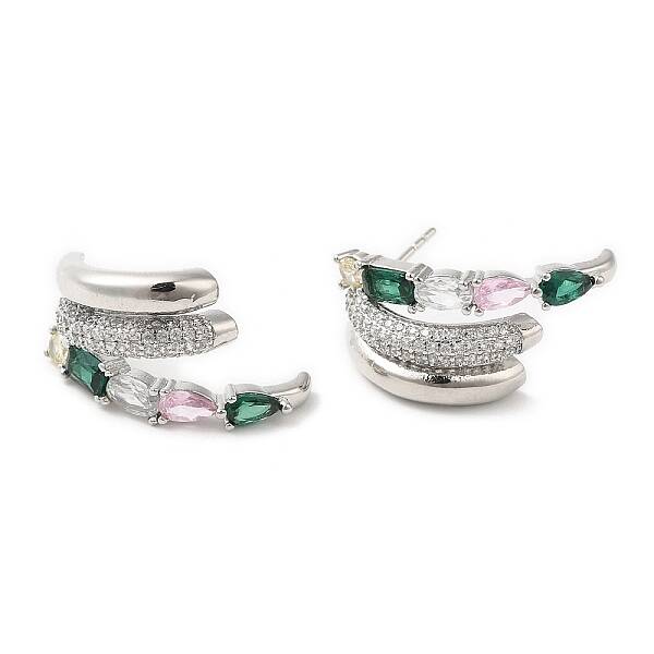 Emerald Rhinestone Claw Stud Earrings