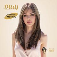 Marion-DWY Middle-length Light Brown Layered with Highlights Glueless Straight Synthetic Wig for Women 24 Inches
