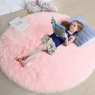 Cute Round Shaped Carpet, 1 Count Soft Plush Rug, Decorative Fluffy Mat for Living Room & Bedroom, Fashionable Carpet for Hom...