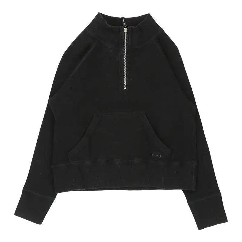Aki Cropped 1/4 Zip - Medium Black Cotton