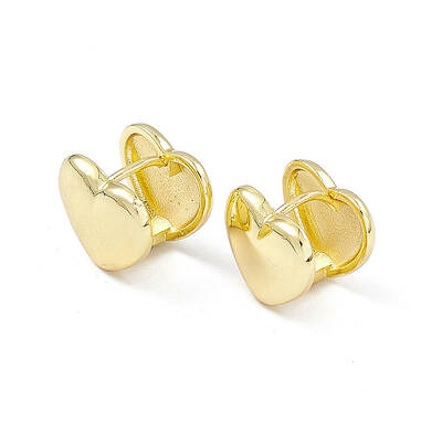Brass Heart Hoop Earrings for Women