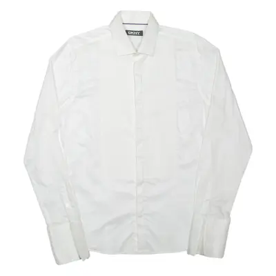 DKNY Mens Formal Shirt White Long Sleeve M