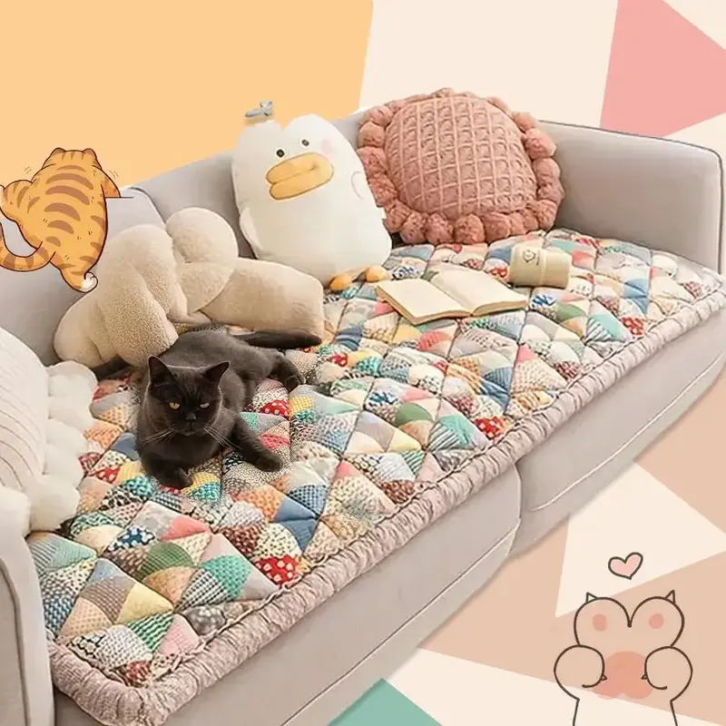 Geometric Pattern Pet Sofa Mat, Soft Comfortable Non-slip Pet Couch Cushion, Pet Supplies