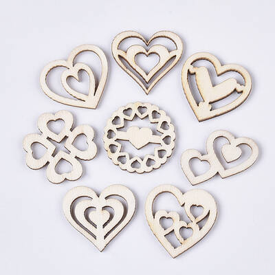 Valentine's Day Theme Laser Cut Wood Shapes