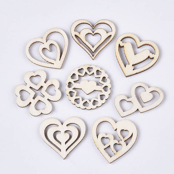 Valentine's Day Theme Laser Cut Wood Shapes