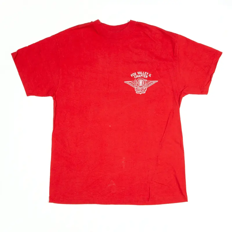 HARLEY DAVIDSON Fox Valley T-Shirt Red 90s Short Sleeve Biker Womens L