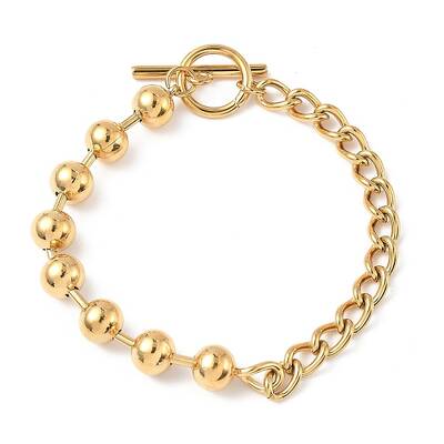 304 Stainless Steel Ball Chain & Cuban Link Chain Bracelets for Women