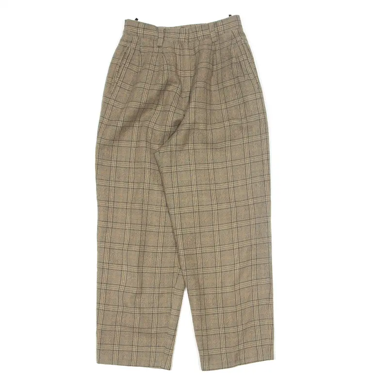 Pleated Check Beige Trousers W24 L25