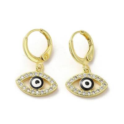 Horse Eye Real 18K Gold Plated Brass Dangle Leverback Earrings