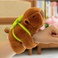 Cute Capybara Plush Slap Bracelet – Spinning Tail, Fluffy Material, Capybara Purse Charm, Kawaii Plush Toy, Soft Cuddly Stu...