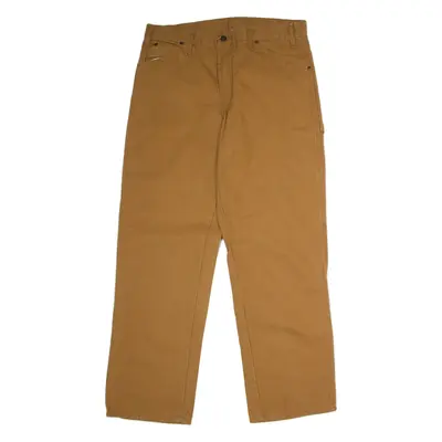 DICKIES Workwear Carpenter Mens Canvas Trousers Brown Regular Straight W33 L30
