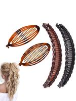 4pcs Fish Shaped Banana Hair Clip & Twist Design Banana Hair Clip, Fashionable Hair Accessories for Women & Girls, Elegant Cu...