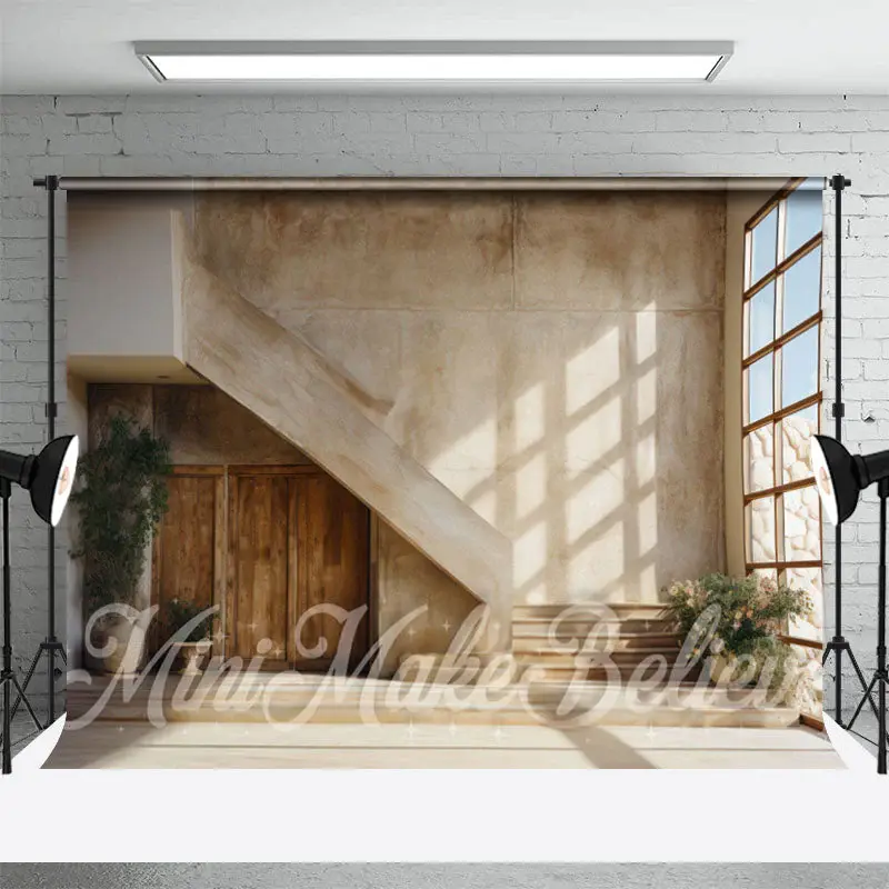 Glass Window Green Plant Photo Retro Wall Backdrop - Aperturee
